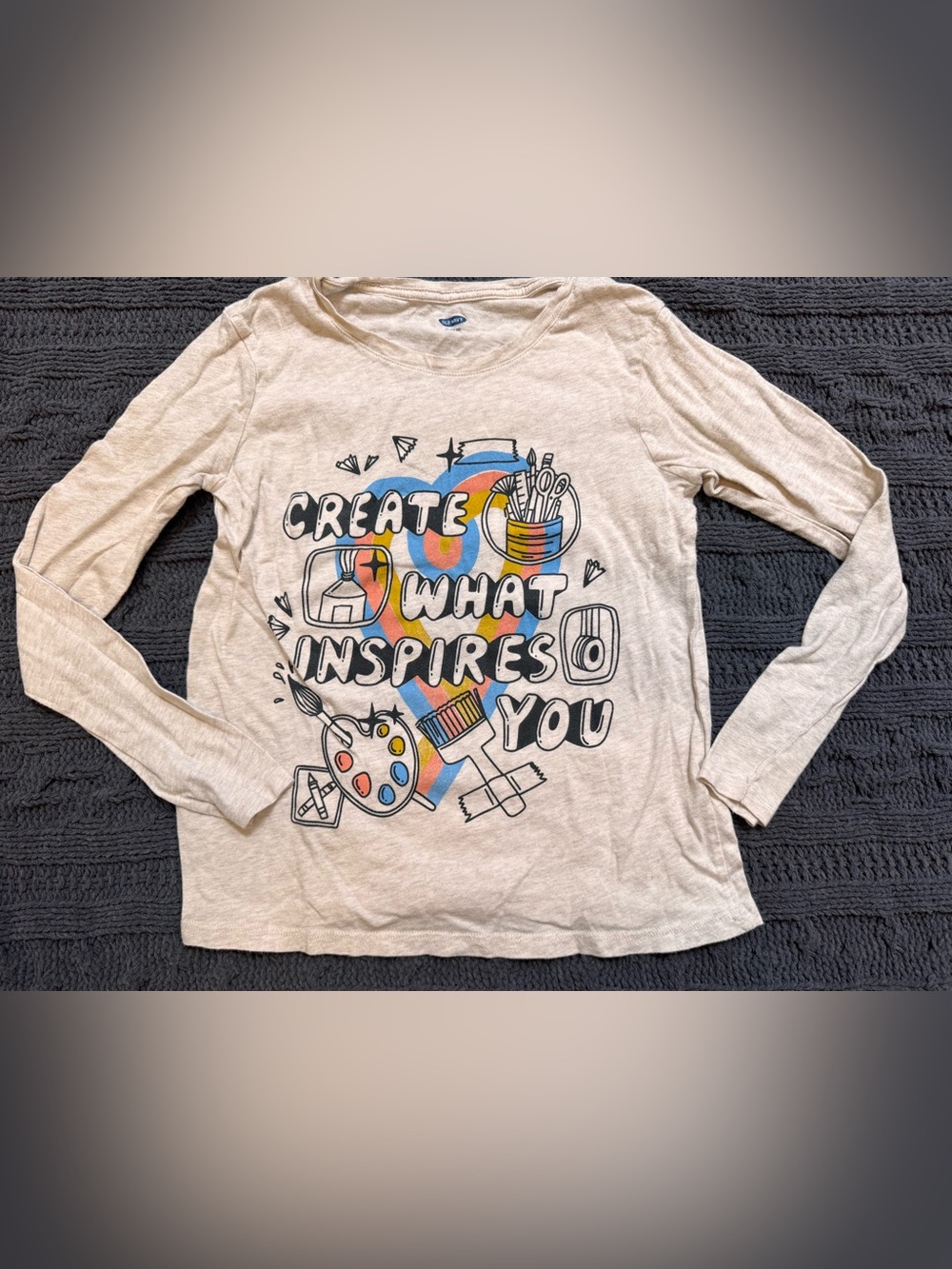 Old Navy Cream Long-Sleeve Shirt for Girls XL (14-16)